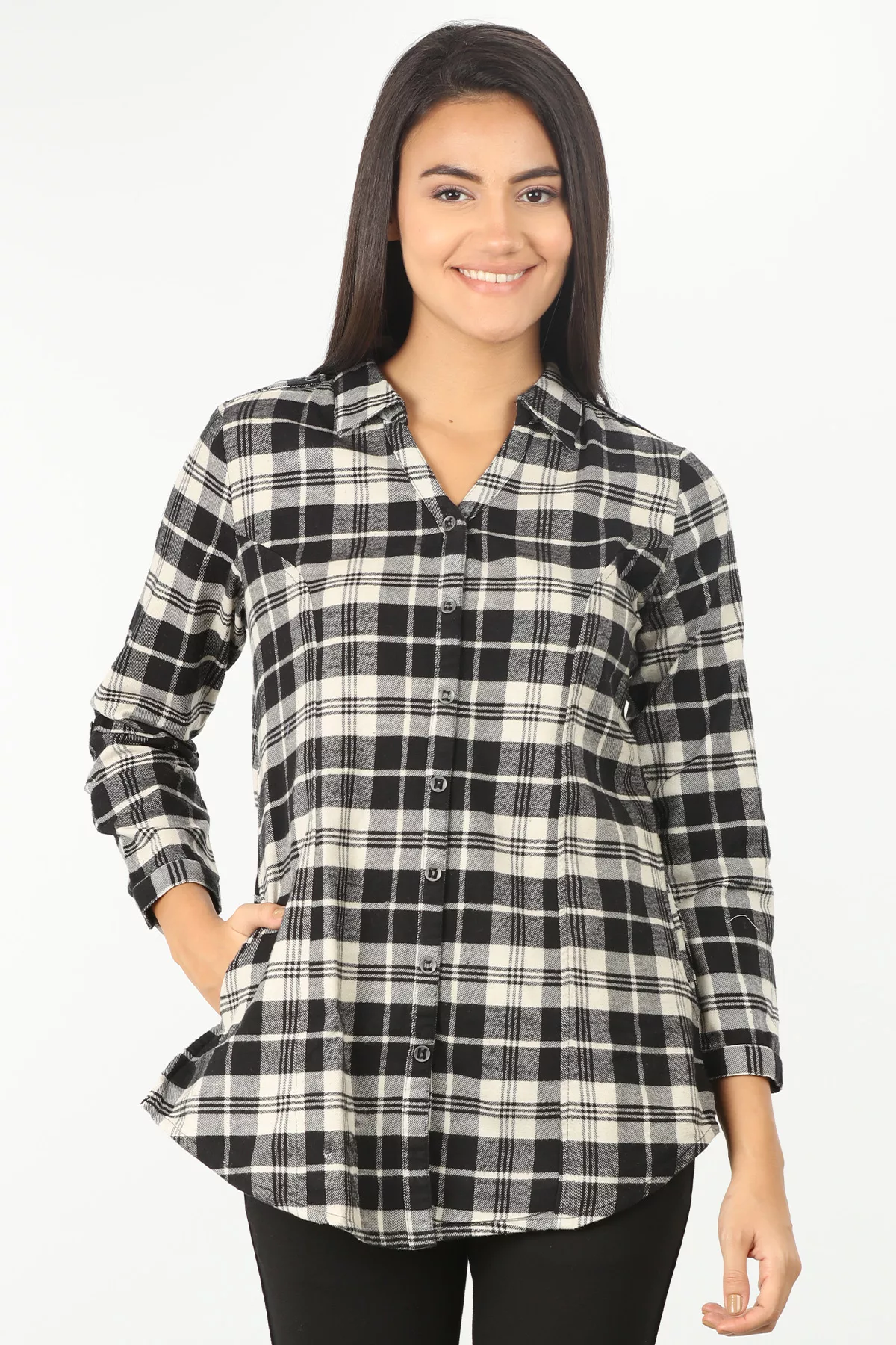 Black And White Check Shirt Ladies