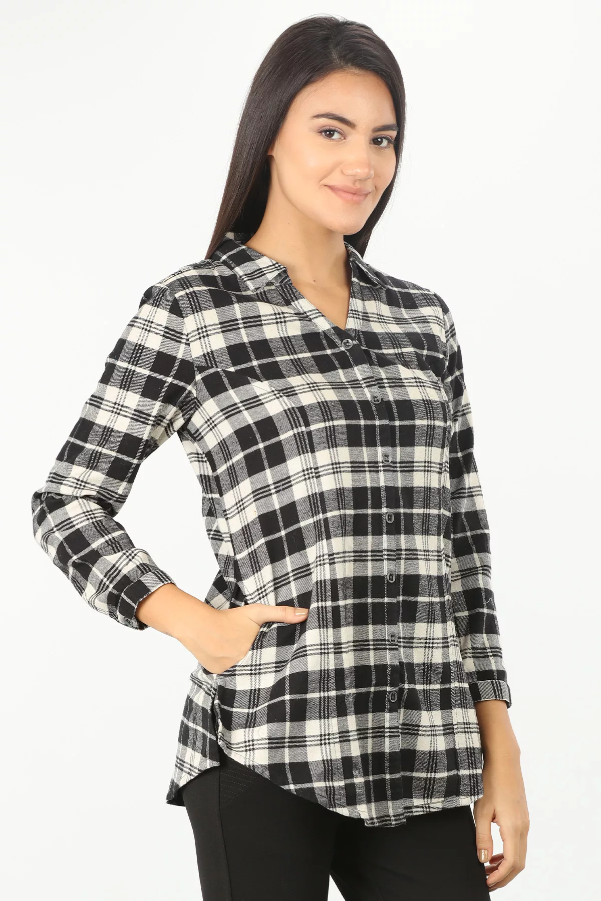 Black And White Check Shirt Ladies