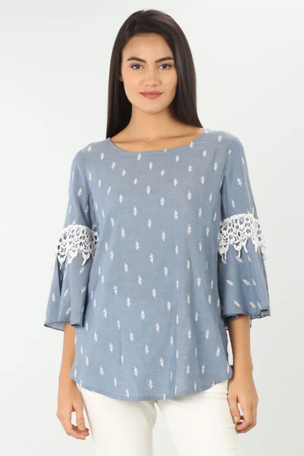 Blue Women Tops Printed