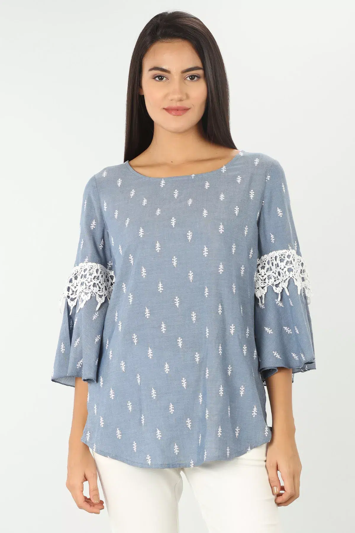 Blue Women Tops Printed