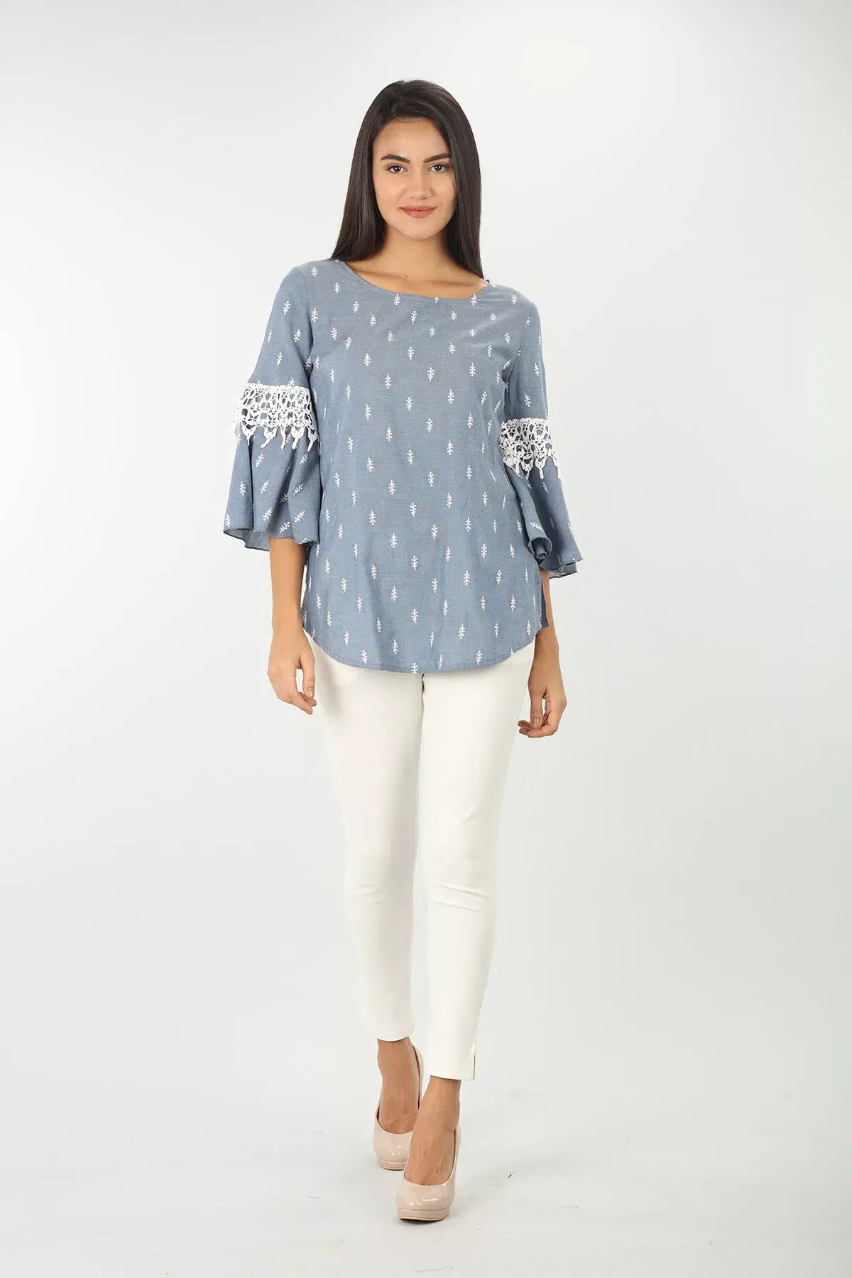 Blue Women Tops Printed