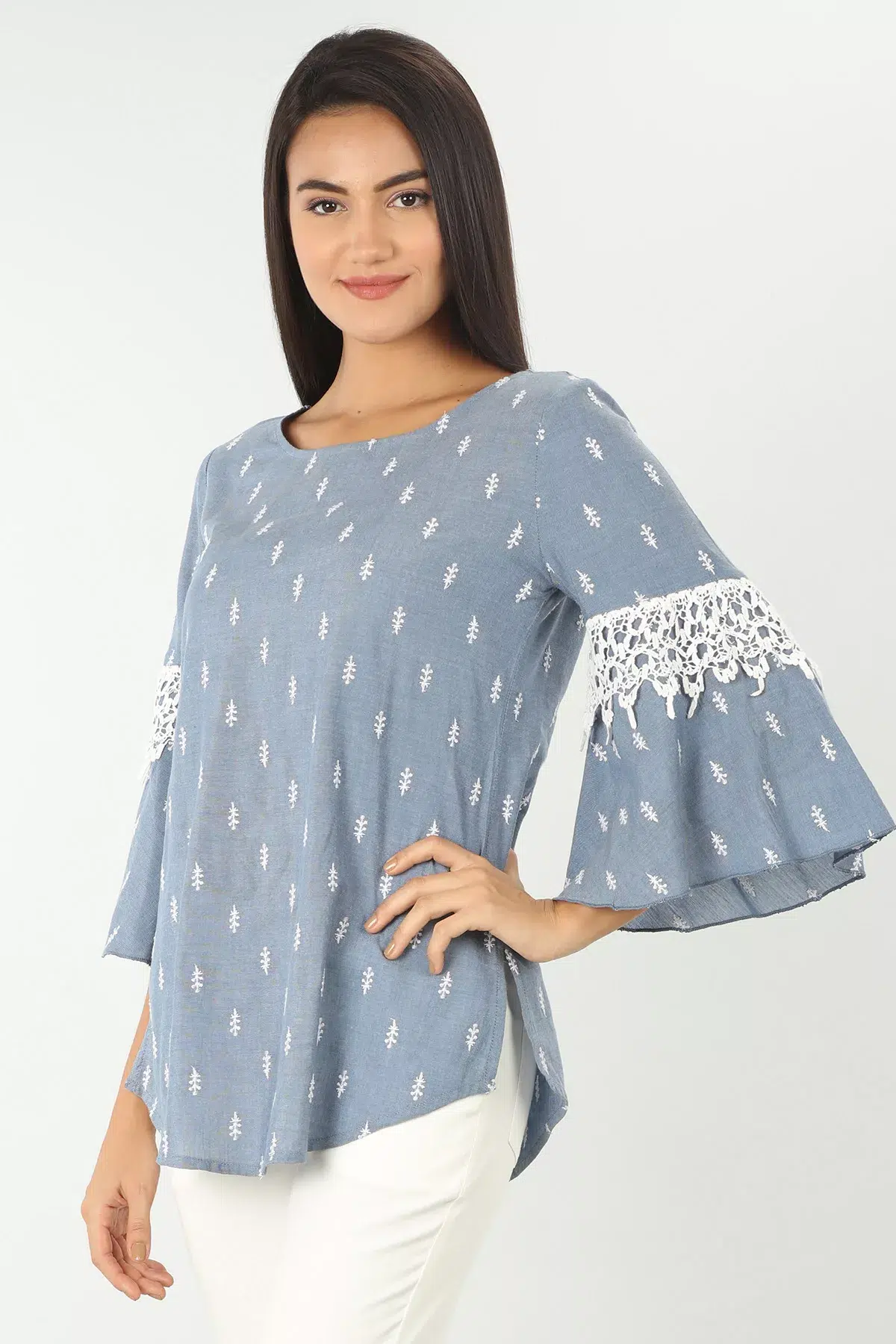 Blue Women Tops Printed