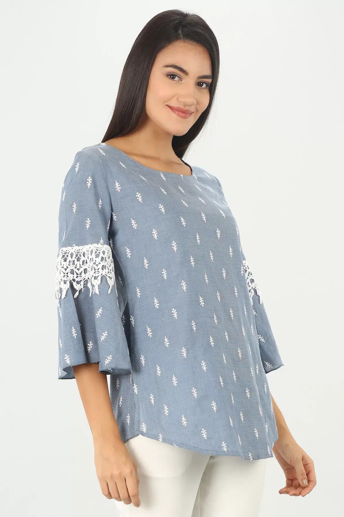 Blue Women Tops Printed