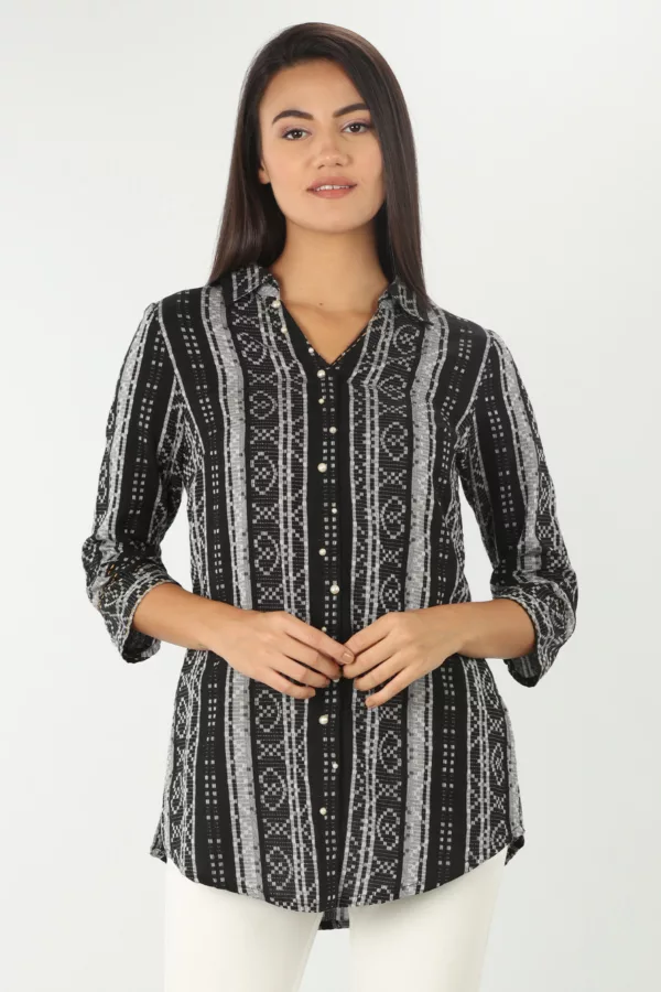 Black And White Printed Shirt For Women