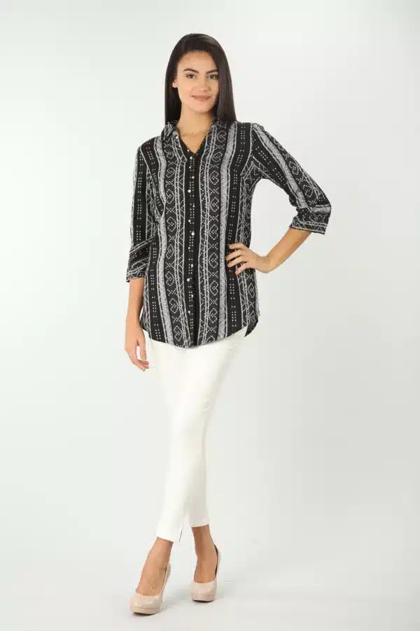 Black And White Printed Shirt For Women