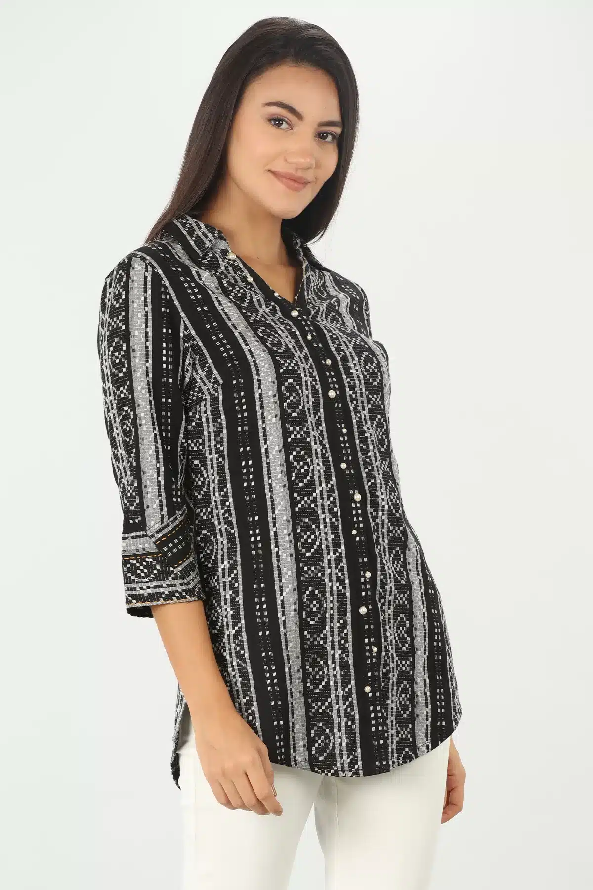 Black And White Printed Shirt For Women