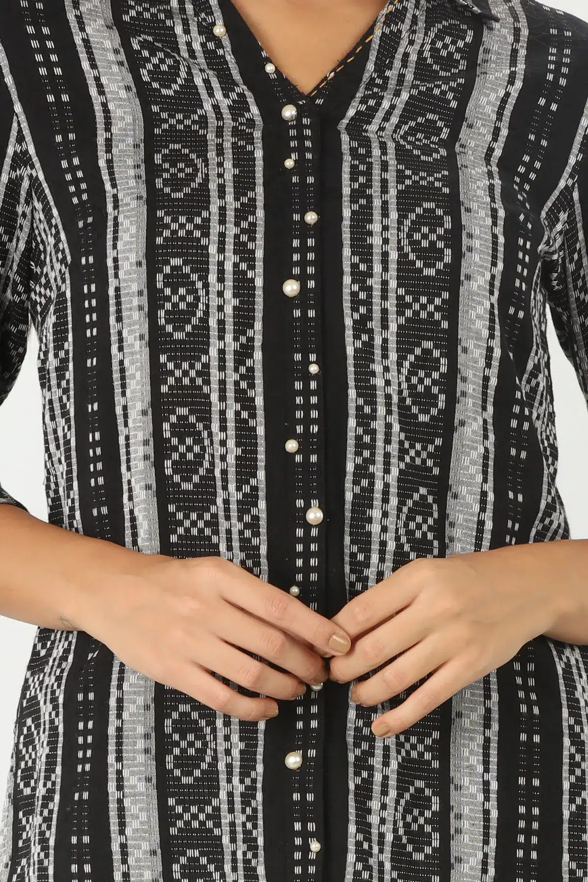 Black And White Printed Shirt For Women