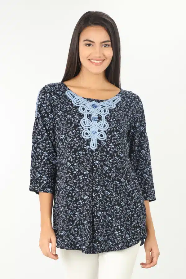 Printed Blue Top For Woman