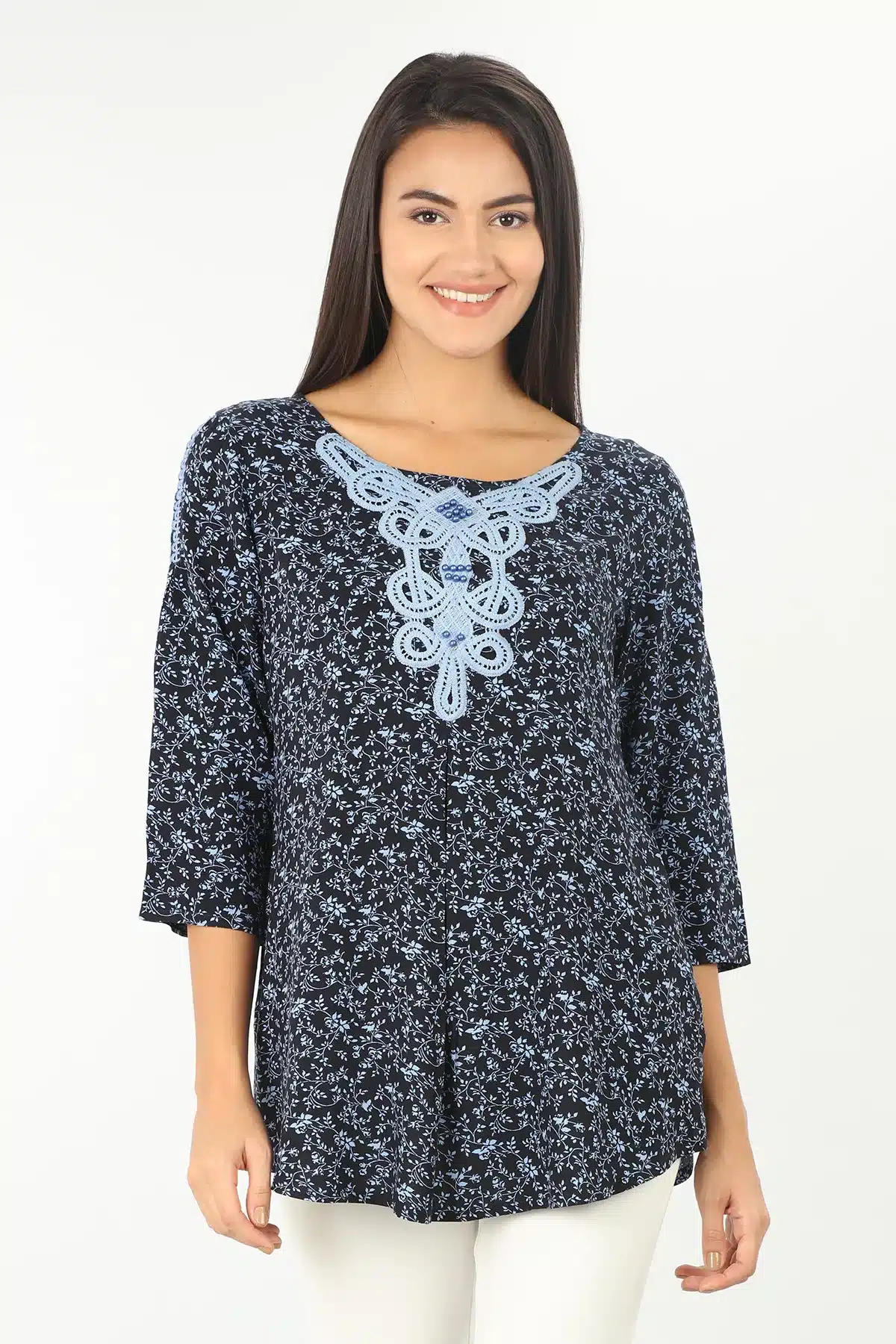 Printed Blue Top For Woman