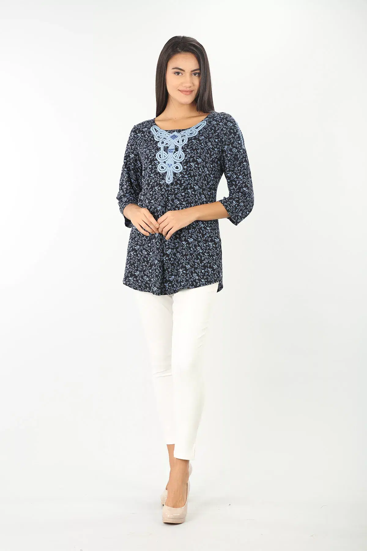Printed Blue Top For Woman