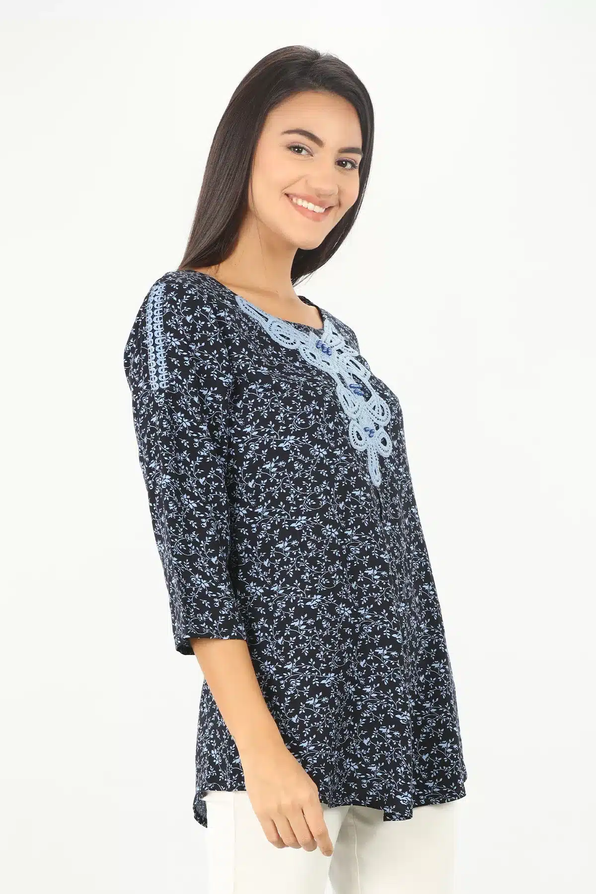 Printed Blue Top For Woman