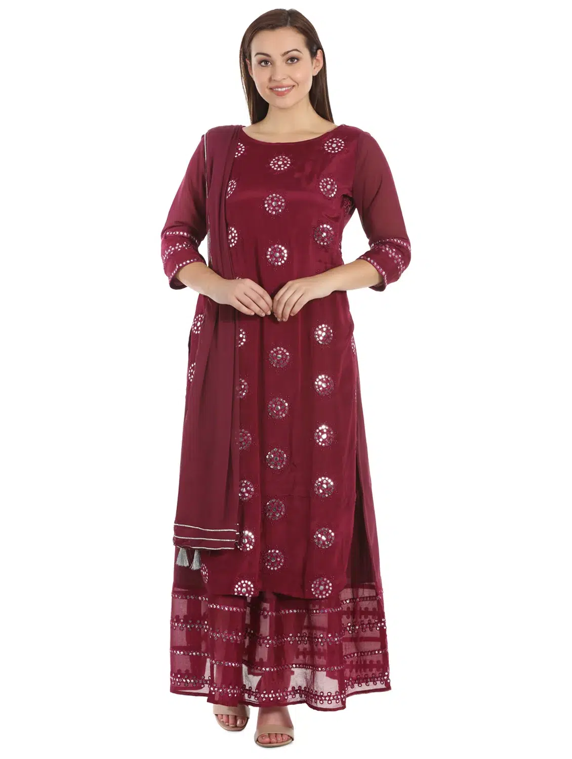 Wine Color Dupatta For Women