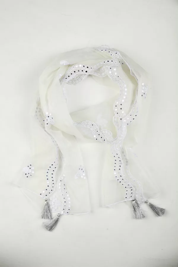 White Colour Dupatta For Women