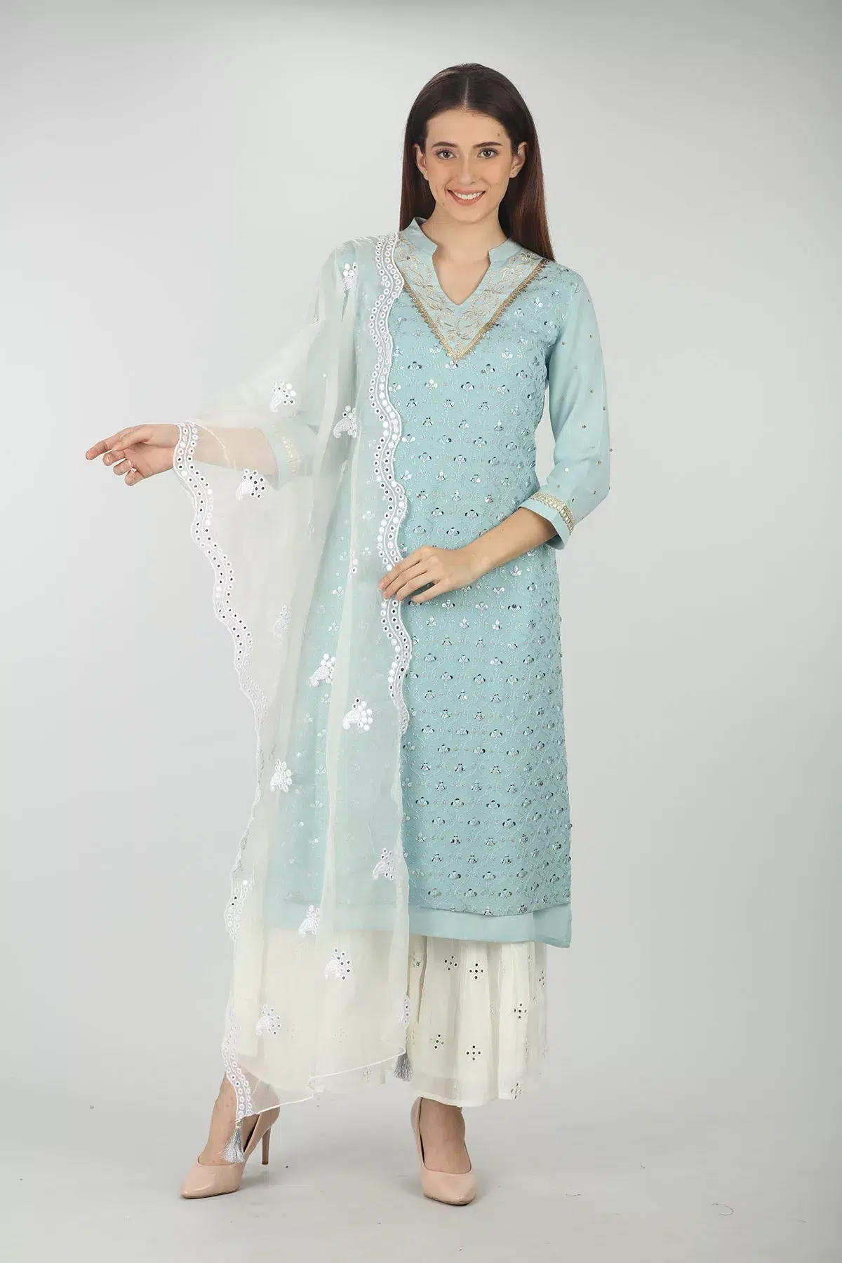 White Colour Dupatta For Women
