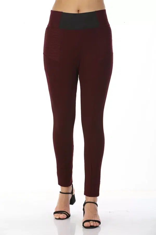 Wine Red Solid Jeggings Online For Women