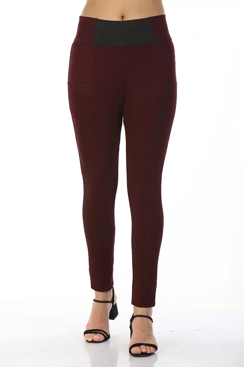 Wine Red Solid Jeggings Online For Women