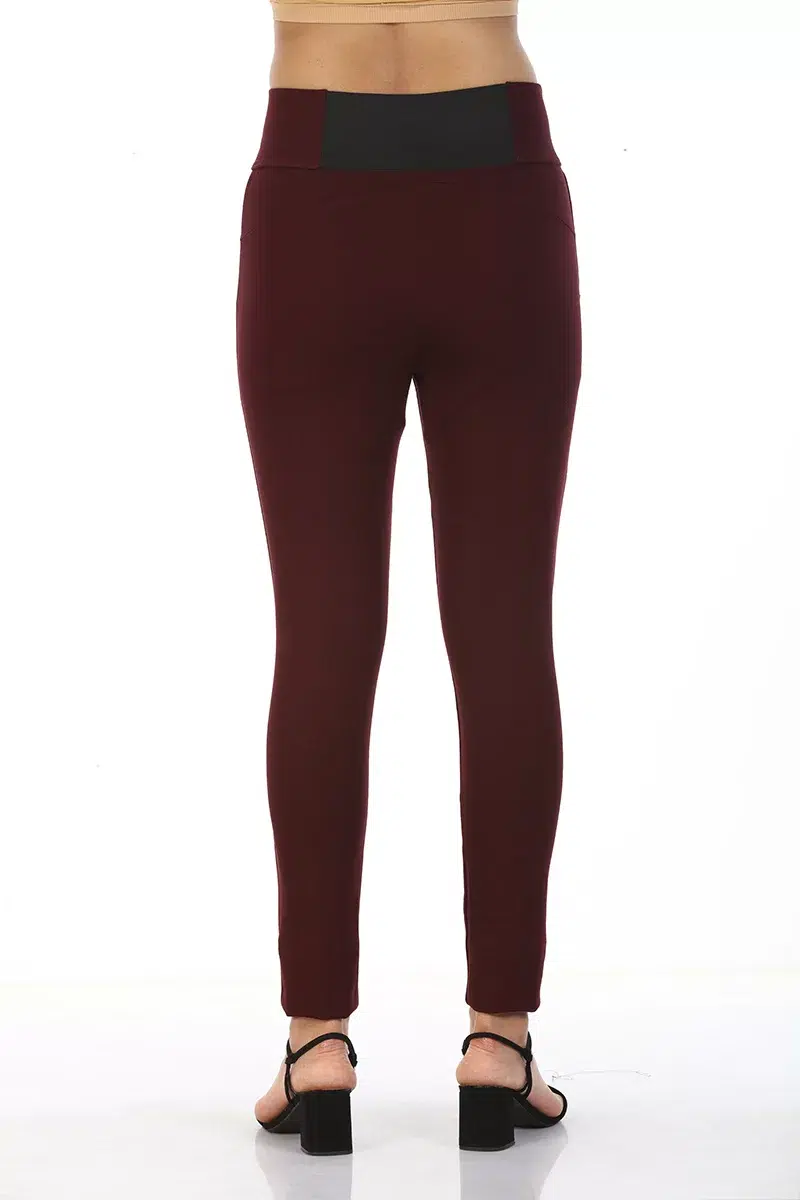 Wine Red Solid Jeggings Online For Women