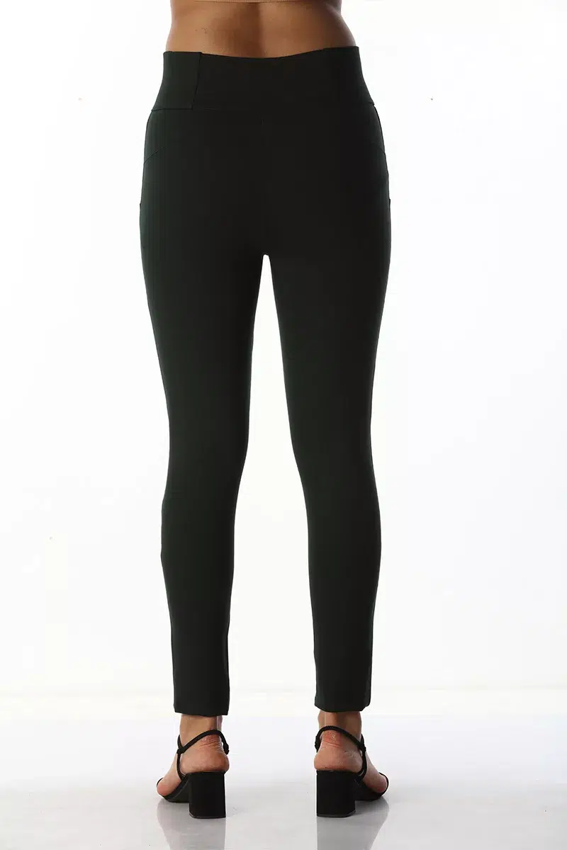Green Solid Jeggings Pants For Ladies