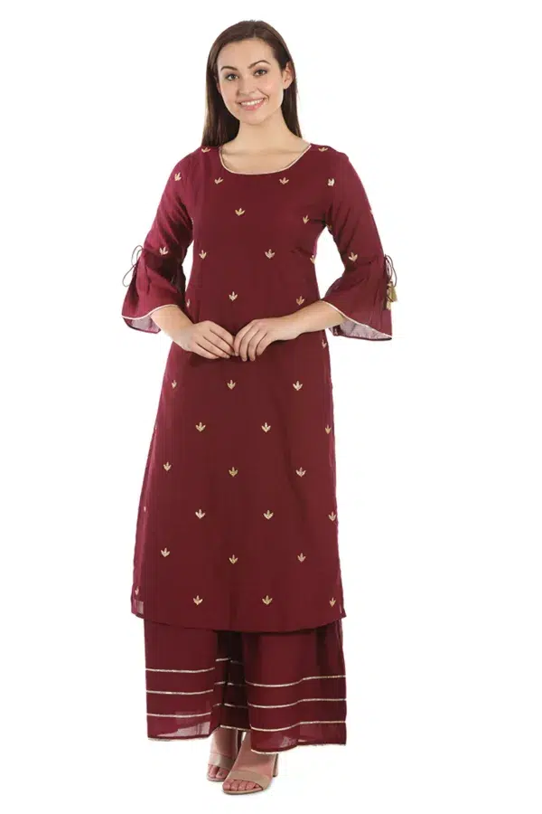 Solid Wine Sharara For Women