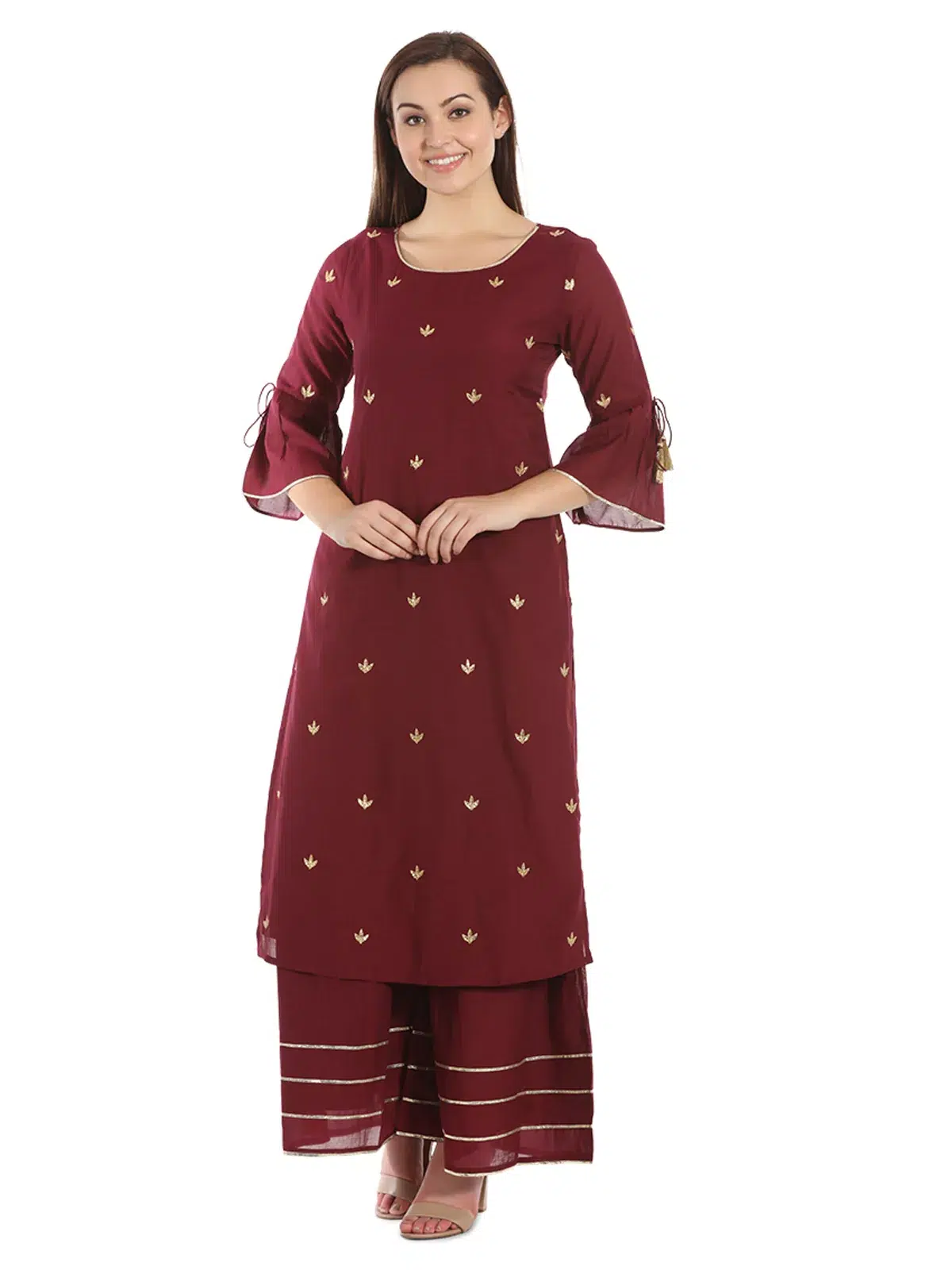 Solid Wine Sharara For Women
