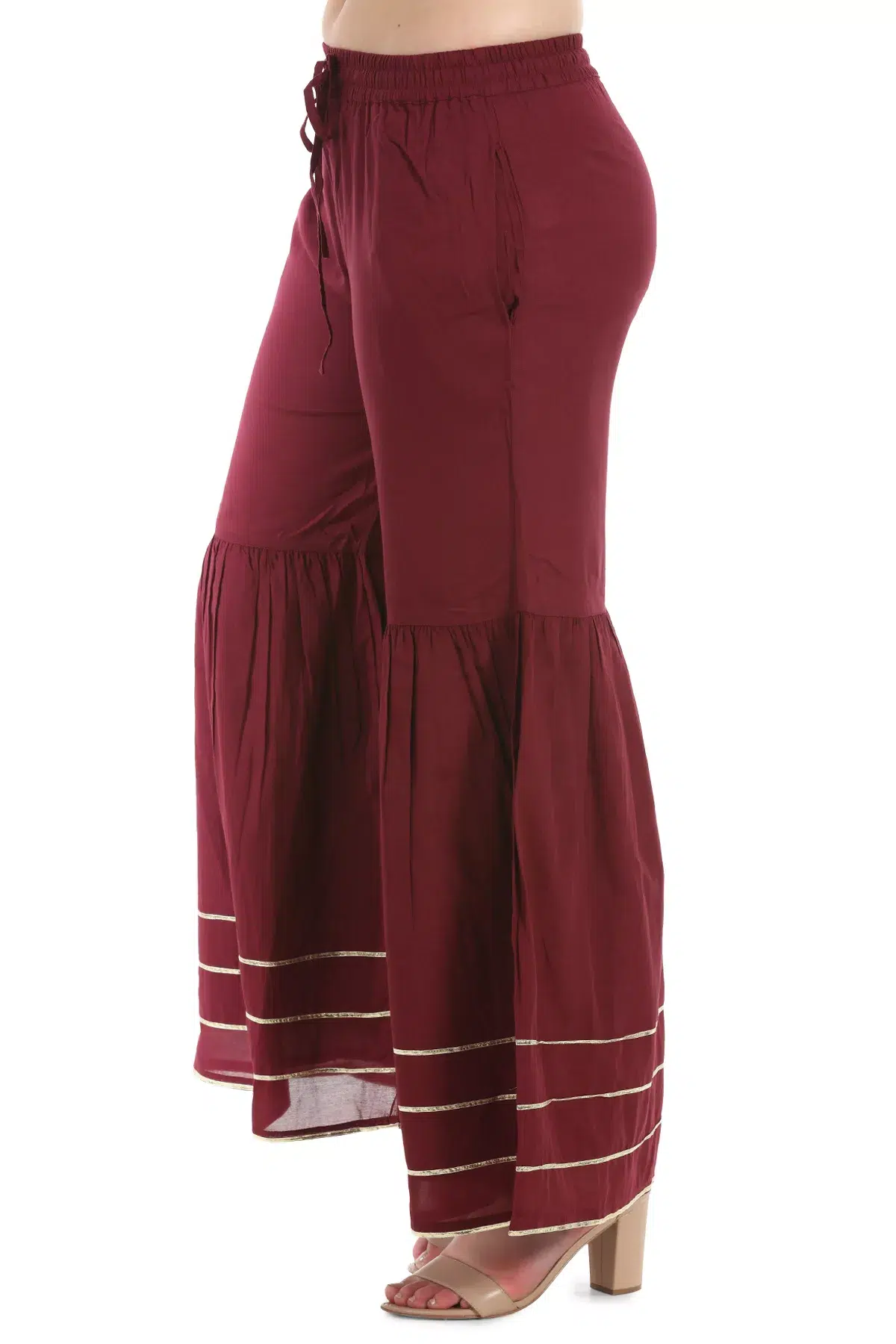 Solid Wine Sharara For Women