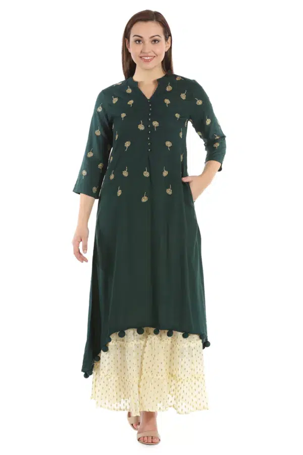 Solid Cream Sharara For Women