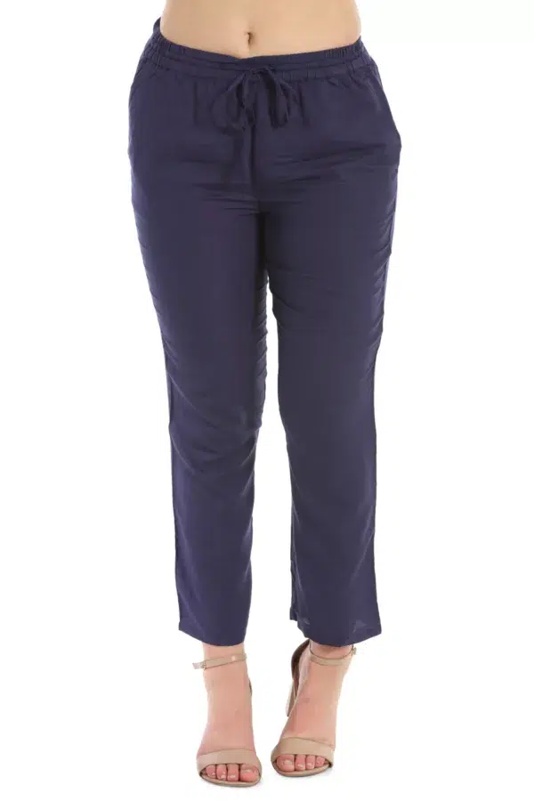 Solid Navy Pants For Women