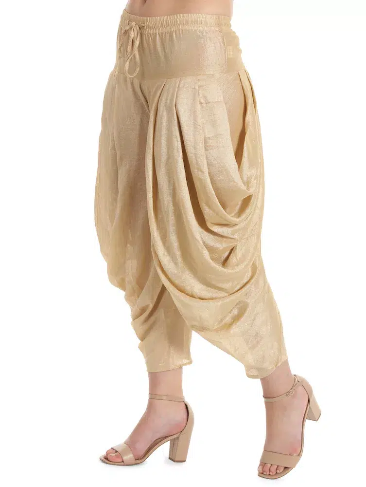 Beige Solid Dhoti Pants Women