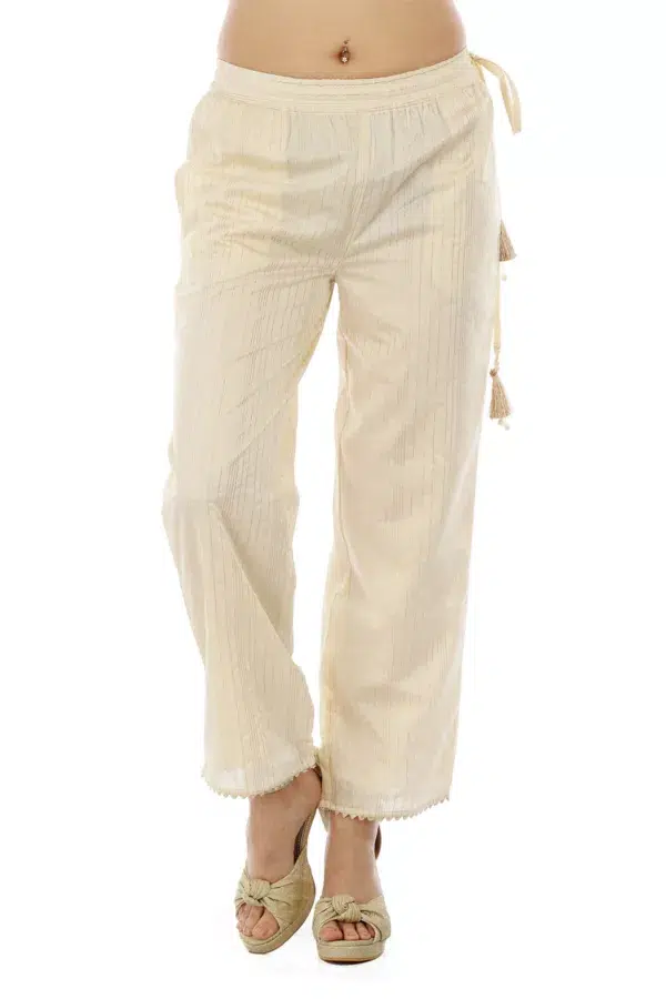 Striped Beige Palazzo For Woman