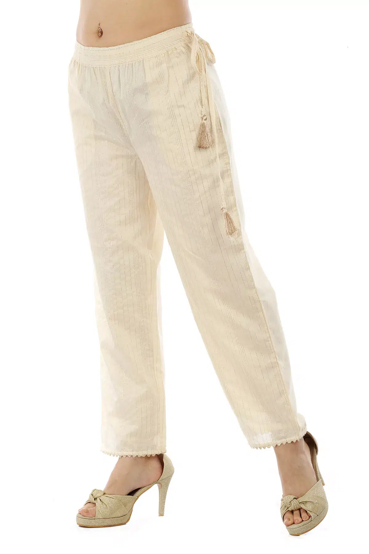 Striped Beige Palazzo For Woman