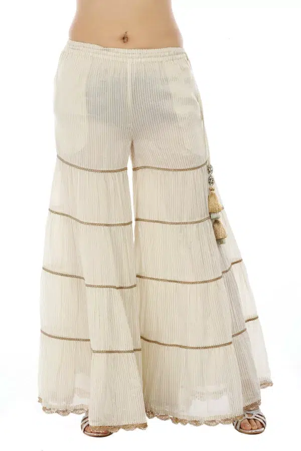 Striped Off White Garara For Women