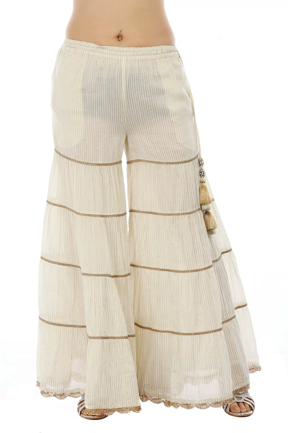 Striped Off White Garara For Women