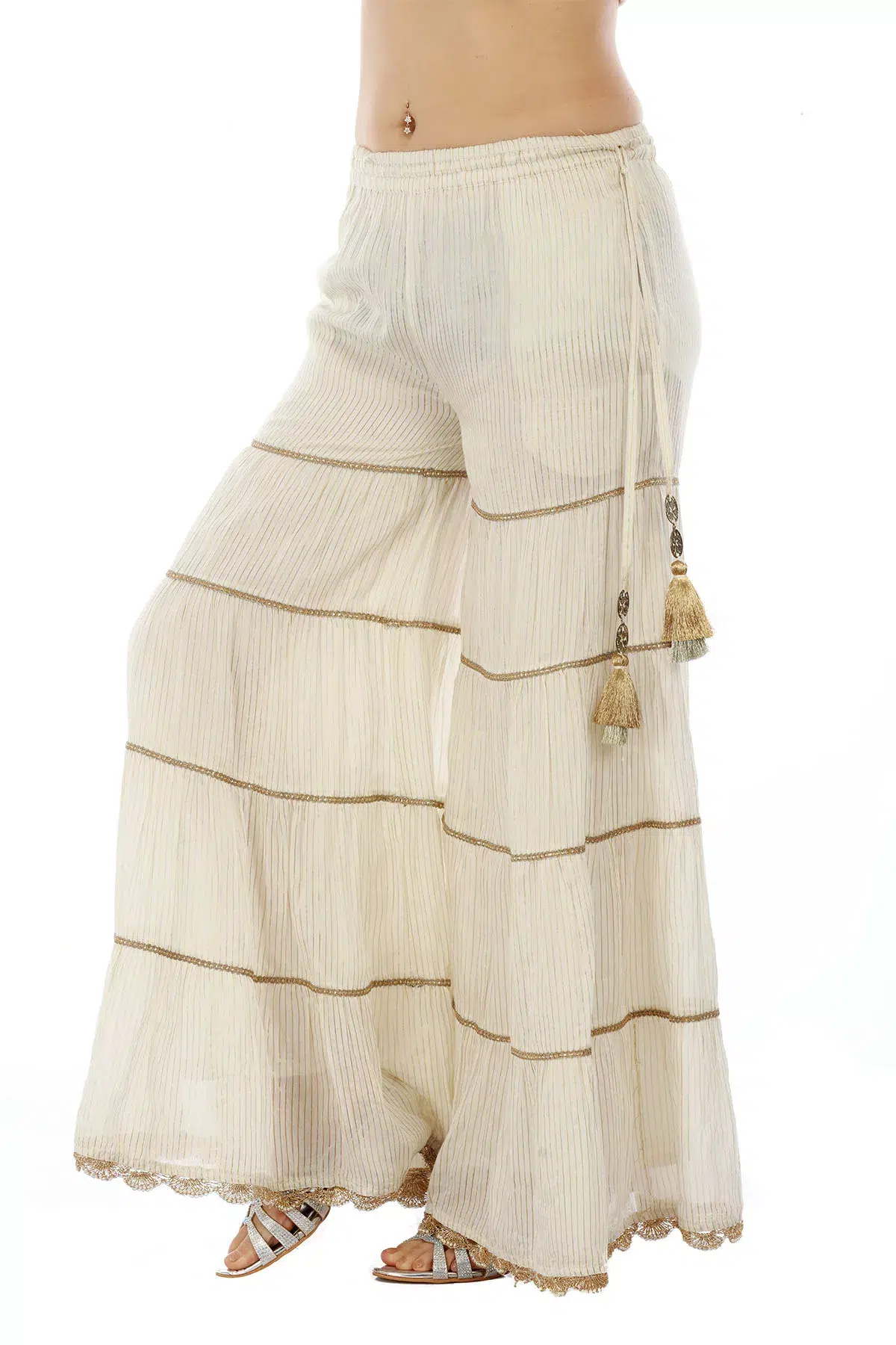 Striped Off White Garara For Women
