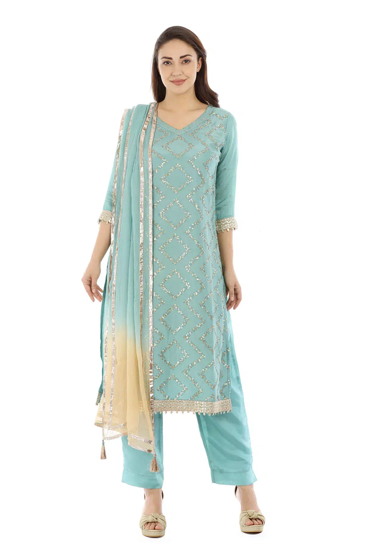 Solid Blue Palazzo For Women