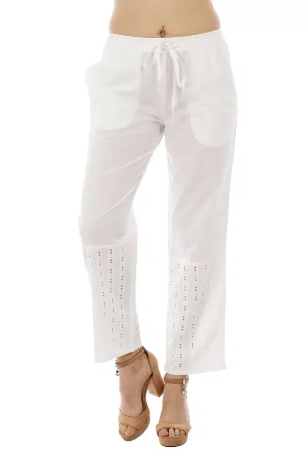 Solid White Palazzo Pants For Women
