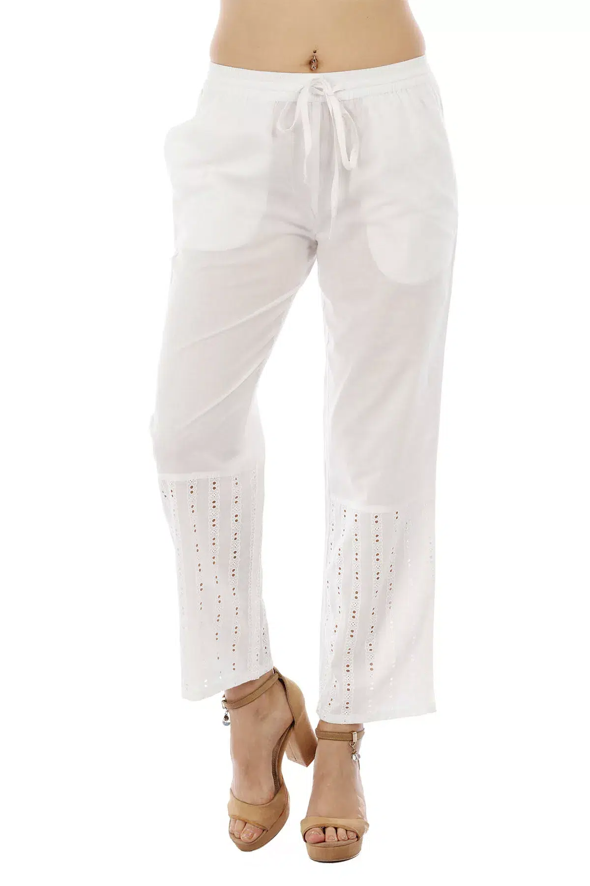 Solid White Palazzo Pants For Women