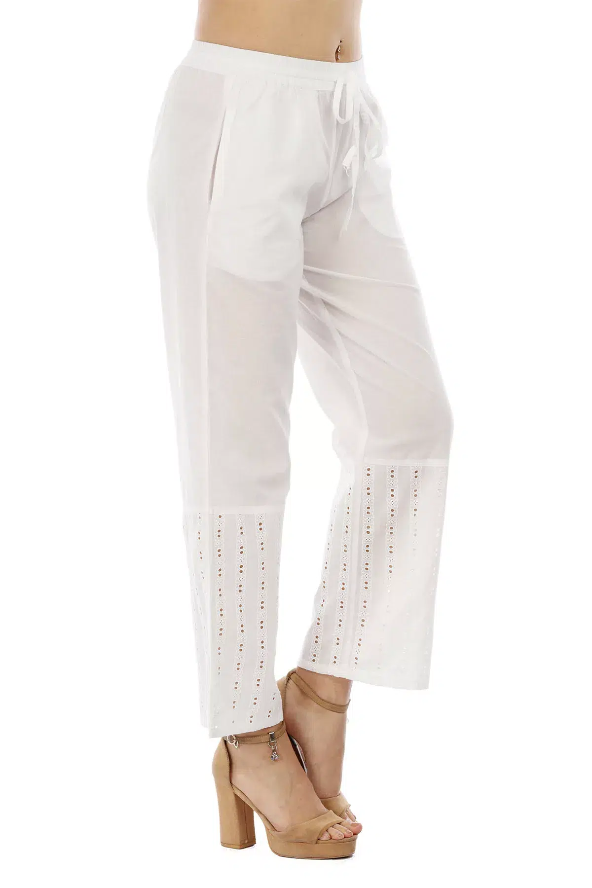 Solid White Palazzo Pants For Women