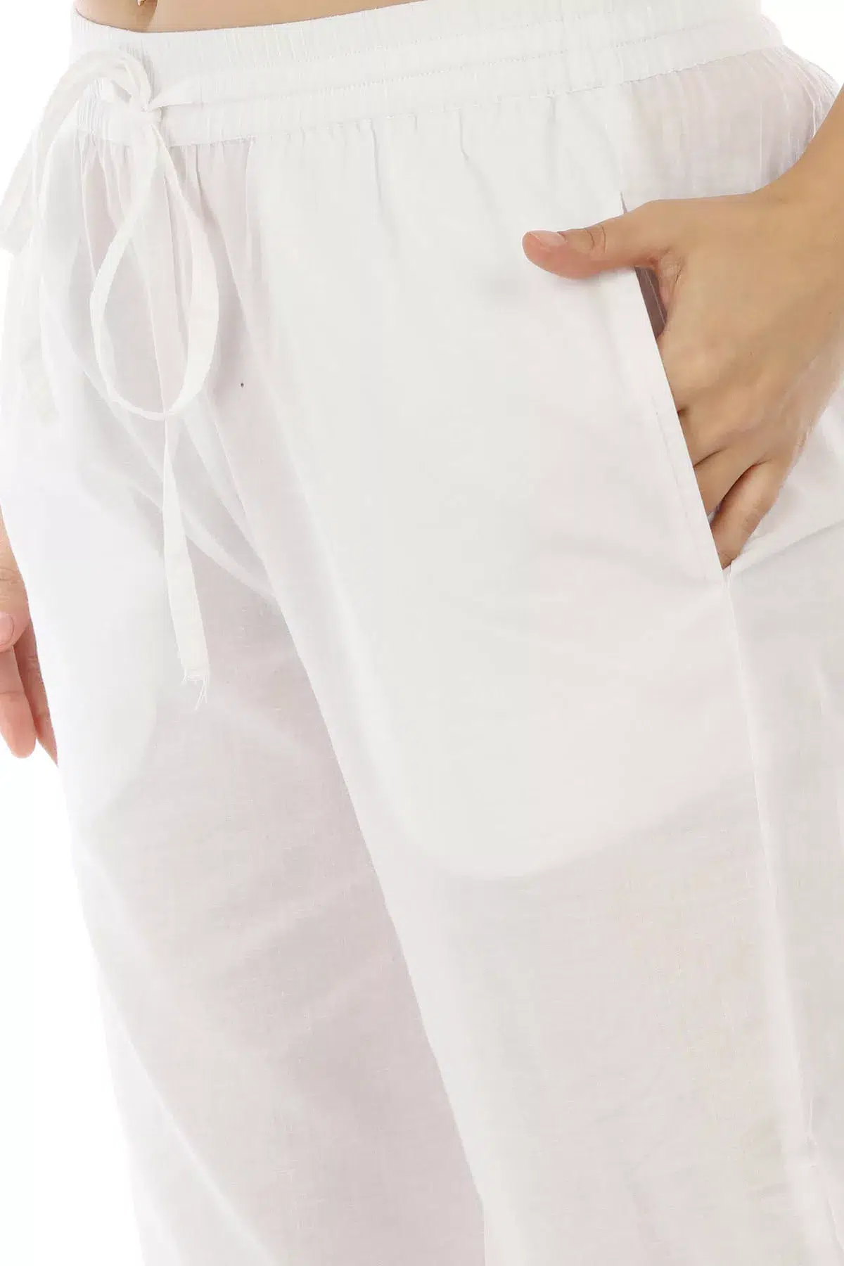 Solid White Palazzo Pants For Women