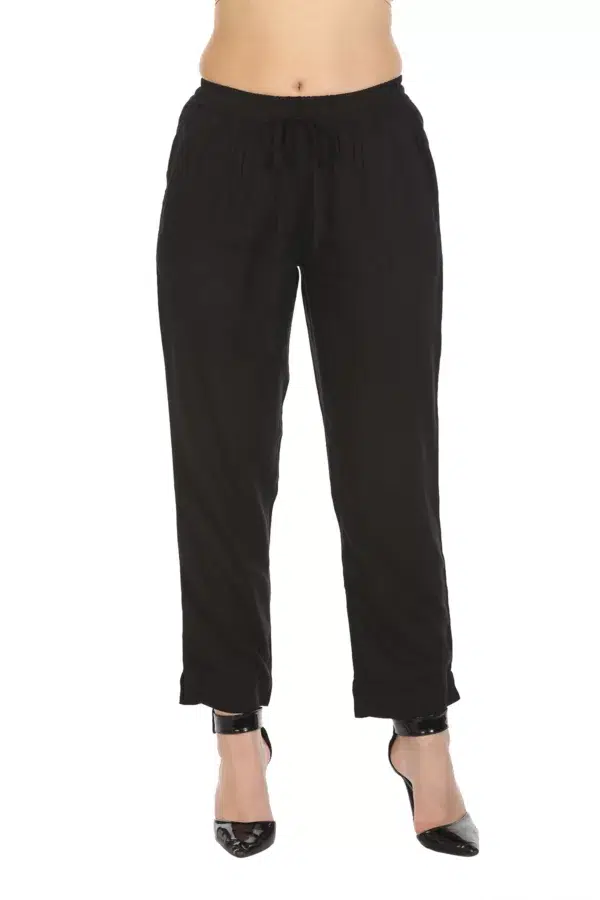 Solid Black Palazzo Pants For Women