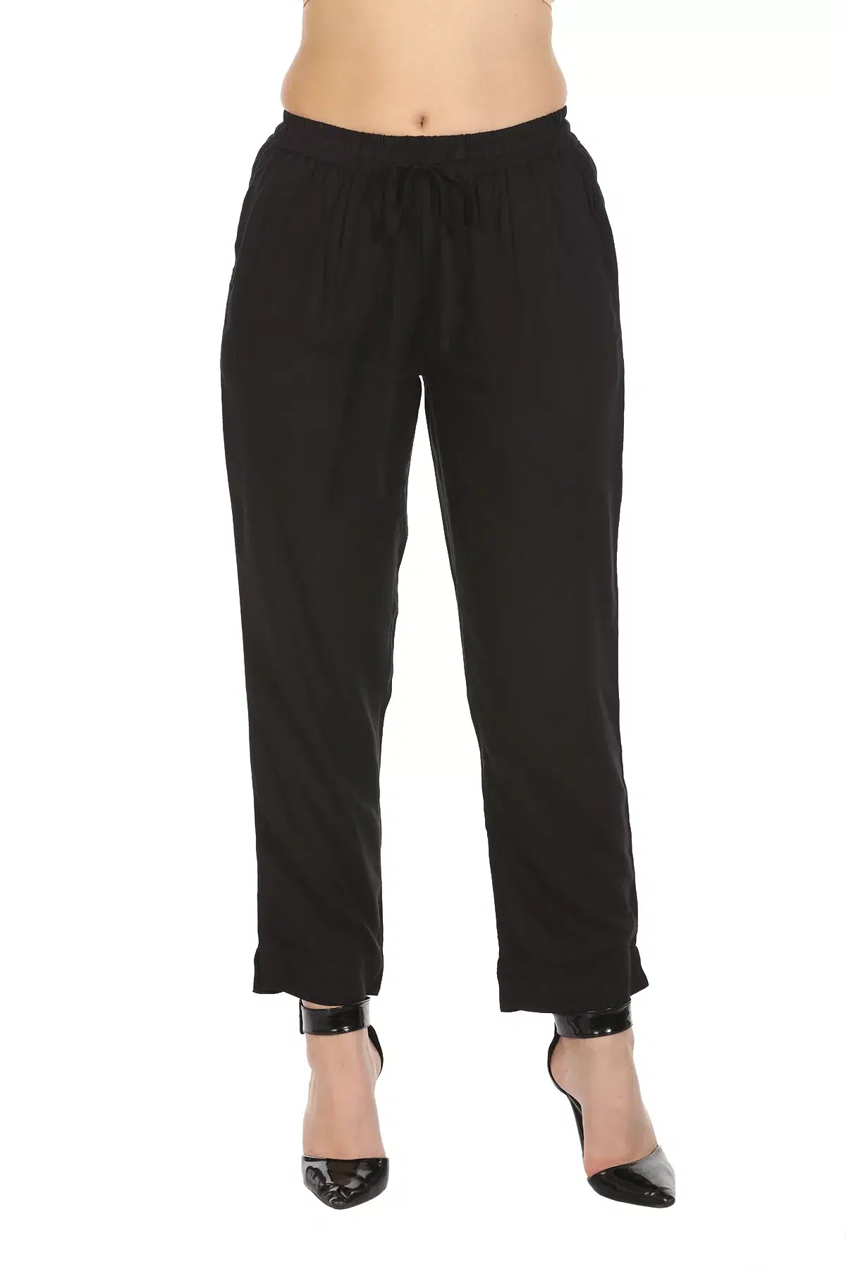Solid Black Palazzo Pants For Women