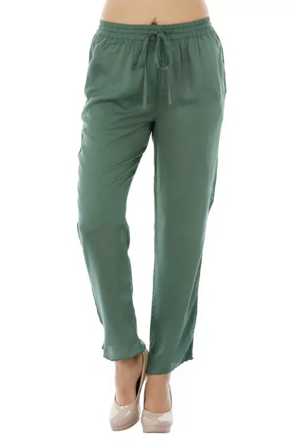Solid Green Palazzo Pants For Women