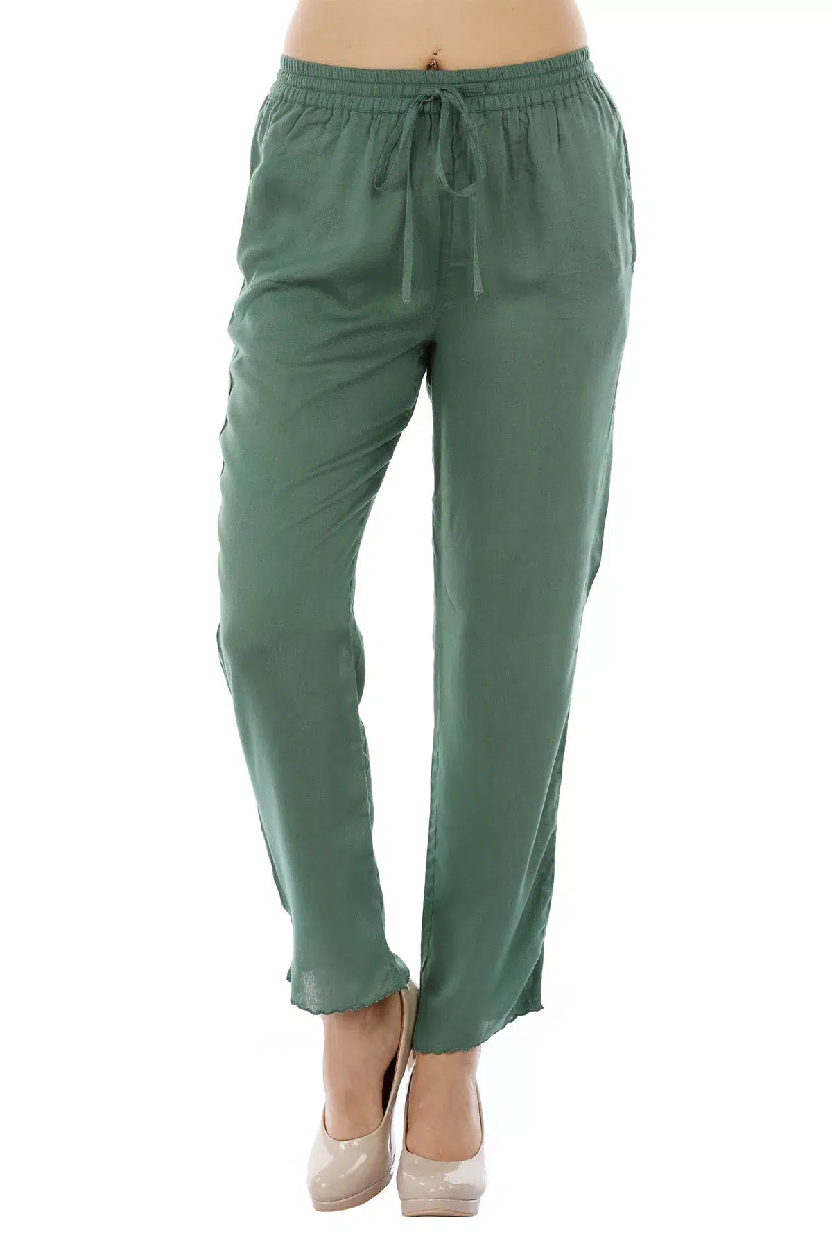 Solid Green Palazzo Pants For Women