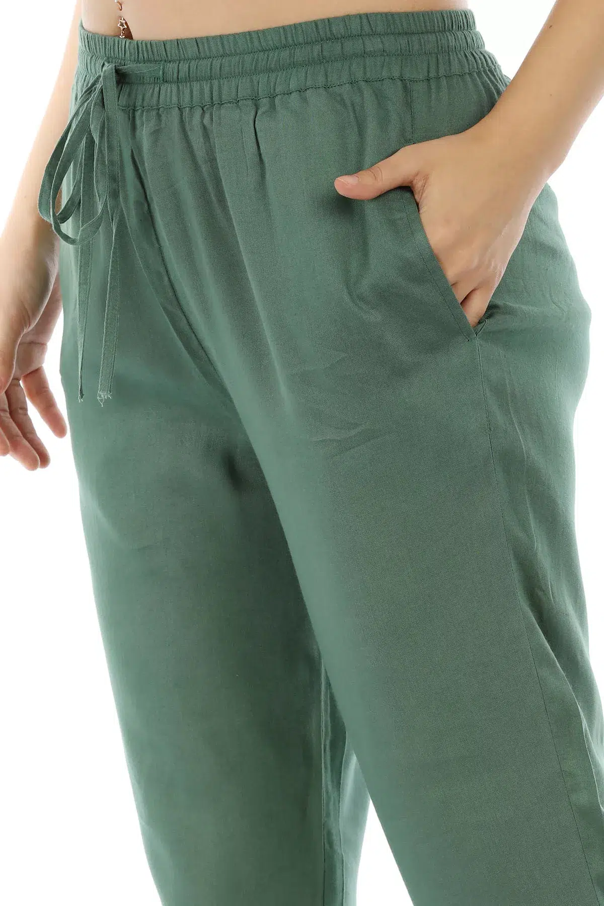 Solid Green Palazzo Pants For Women