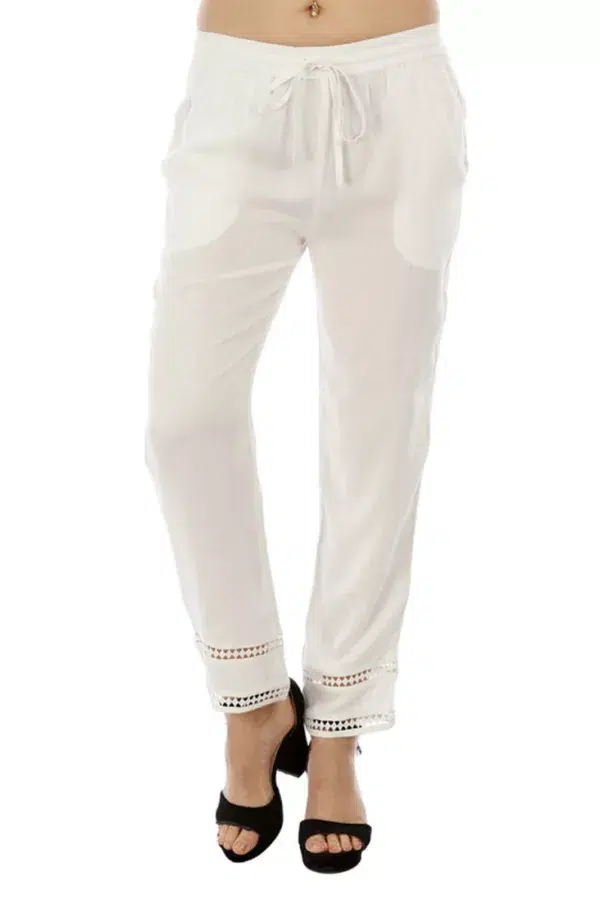 Solid White Palazzo Pants For Women
