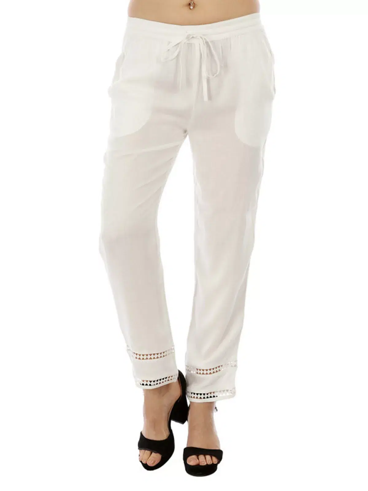 Solid White Palazzo Pants For Women