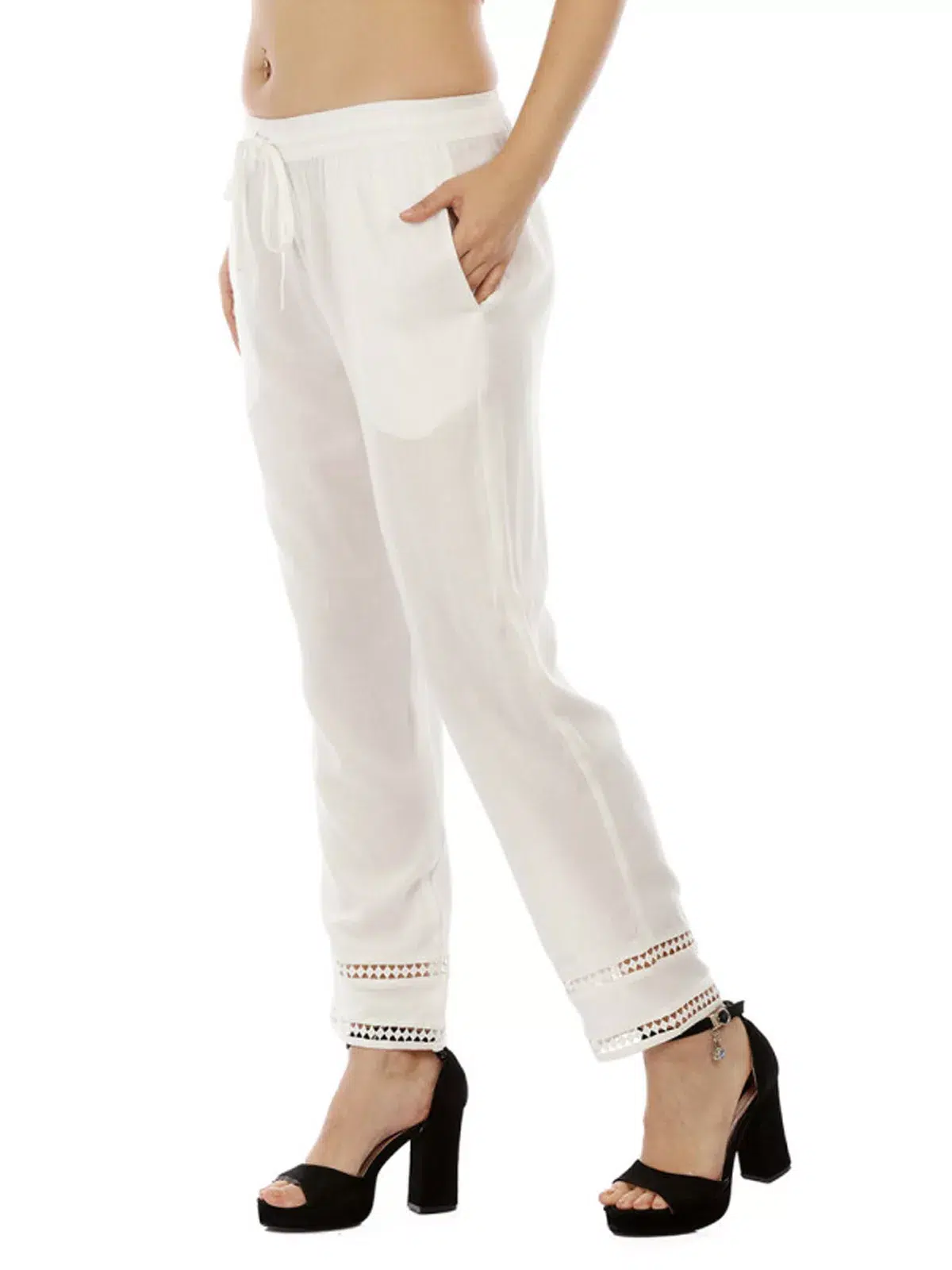 Solid White Palazzo Pants For Women