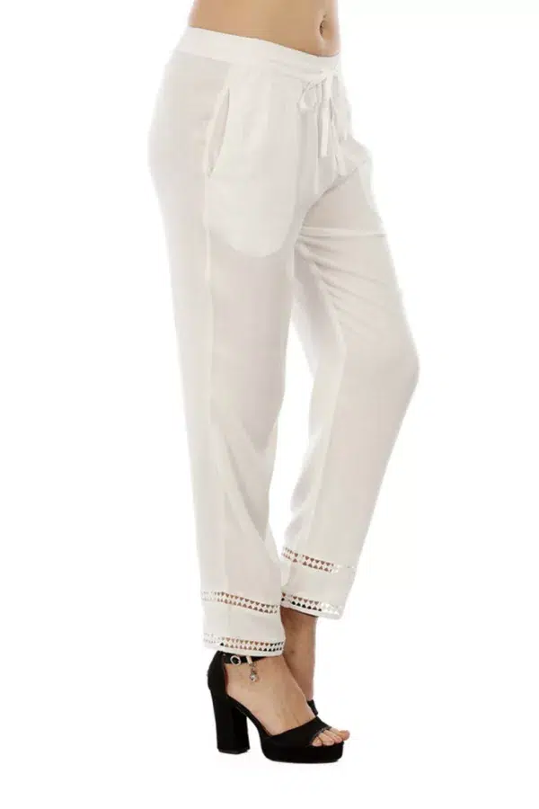Solid White Palazzo Pants For Women
