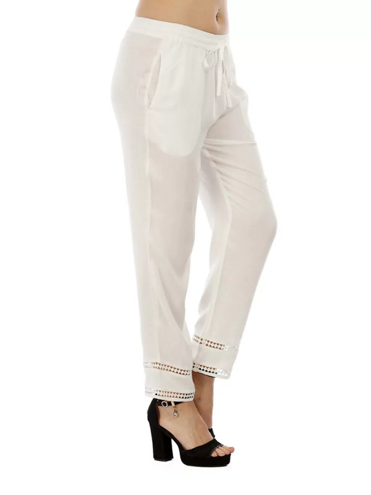 Solid White Palazzo Pants For Women