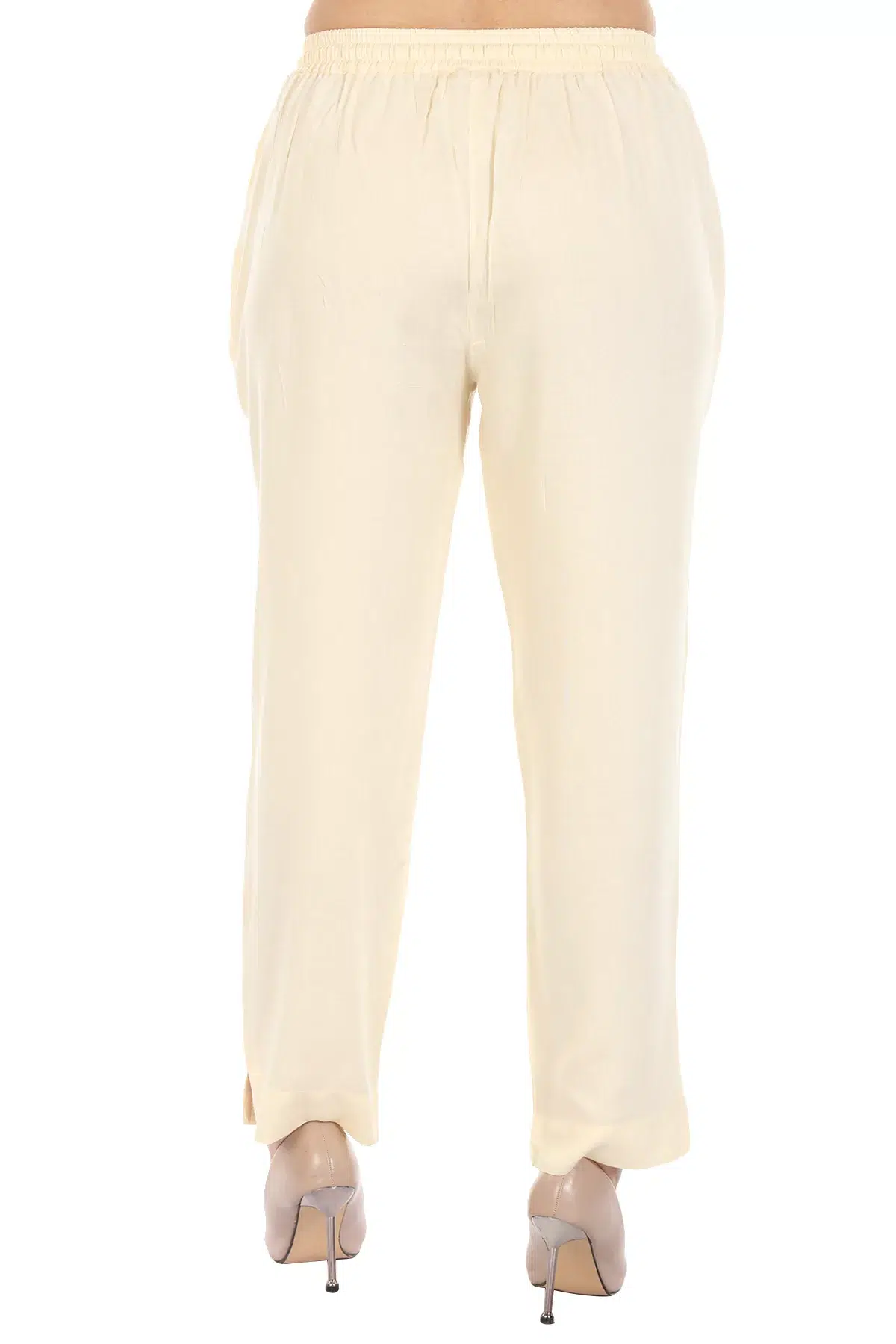 Solid Light Cream Color Palazzo Pants For Women