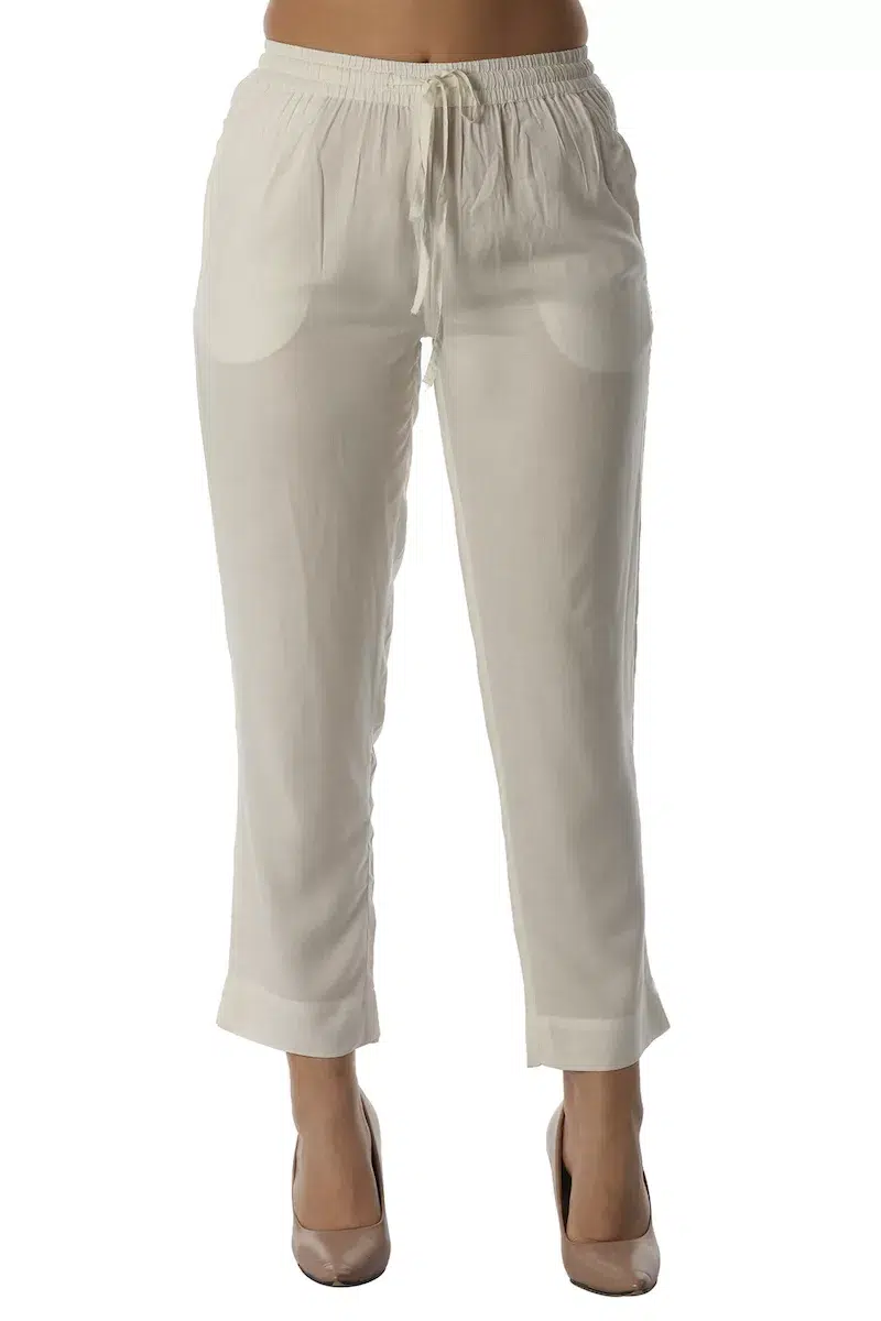 Solid White Palazzo Pants For Women